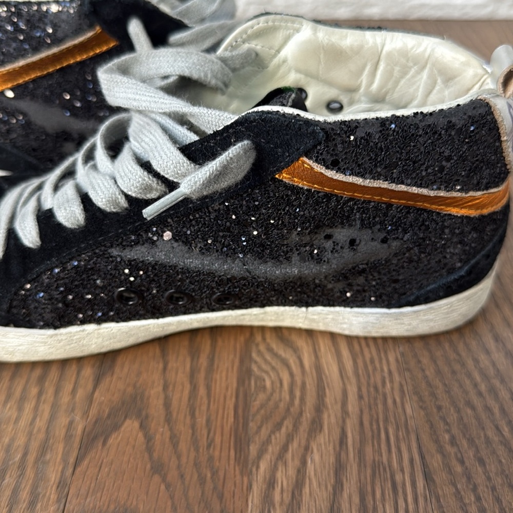 Golden Goose MidStar Black Glitter Sneakers, Good Condition: Size 8 - Picture 6 of 14